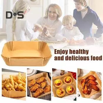 100 шт. вкладыши для фритюрницы для ниндзя, пергаментная бумага, одноразовая прямоугольная термостойкая антипригарная бумага для выпечки, кухонные принадлежности 100pcs