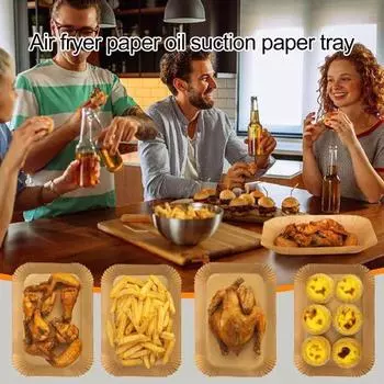 100 шт. вкладыши для фритюрницы для ниндзя, пергаментная бумага, одноразовая прямоугольная термостойкая антипригарная бумага для выпечки, кухонные принадлежности 100pcs