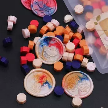 100 шт. восьмиугольных бусинок для уплотнения воска, разноцветная печать, восковой штамп, сделай сам, ручной счет, ретро-декор для свадебных открыток, инструменты для изготовления