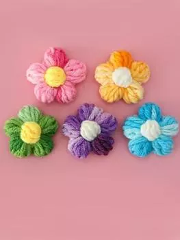 100 шт. вязаные крючком цветы плетеные пышные цветы градиентного цвета вязаные крючком цветы для поделок украшения своими руками шапка для волос аксессуары для одежды 100pcs