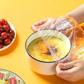 100 шт. Яркие чехлы для пищевой пленки - высококачественная полиэтиленовая пленка, эластичная крышка чаши, одноразовая и безопасная, сохраняет еду свежей и вкусной, идеально подходит для кухни прозрачный