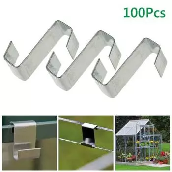 100 шт. Z-образные металлические остекления тепличного стекла, зажимы для перекрытия, крепежный зажим, инструмент серебряный