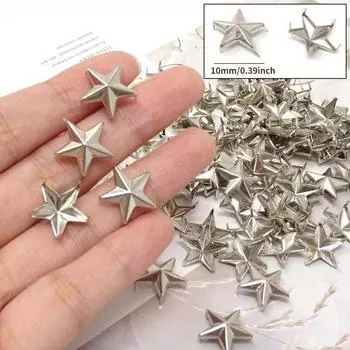 100 шт., заклепки «сделай сам», гвозди с пятиконечной звездой, серебро, золото, пистолет, черные аксессуары для одежды, материал чехла для мобильного телефона, сумка
