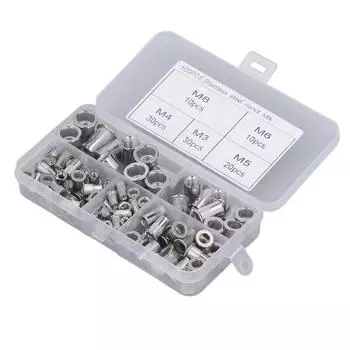 100 шт. заклепочная гайка с плоской круглой головкой и насечкой M3 M4 M5 M6 M8 крепеж из алюминиевого сплава для автомобиля