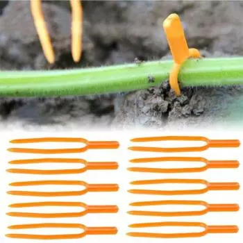 100 шт., зажим для столона для растений, антиобмоточный острый наконечник, 2 вилки, удерживающий зажим для арбуза и клубники, инструмент для посадки оранжевый