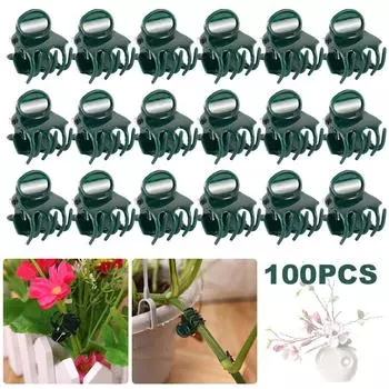 100 шт. зажимов для садовых растений, пластиковая опора для стебля орхидеи, зажим для виноградной лозы, овощей, цветов, связки, зажим для веток, садовый инструмент 100 pcs
