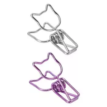 100 шт. зажимы для кошек, милые мультяшные, сильная зажимная сила, металлические полые хвостовые зажимы, бумажные зажимы Offi Silver