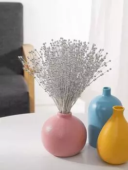 100 шт., жемчужные палочки, 4 мм, жемчужные цветочные стебли, свадебный жемчуг, свадебный букет, украшения для вечеринки, цветочные нити из бисера для свадебной вечеринки, декор стола розовый