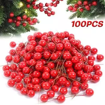 100 шт. жемчужные тычинки искусственный цветок маленькие ягоды вишни для свадебной вечеринки подарочная коробка Рождественский венок «сделай сам» украшения для дома 100Pcs