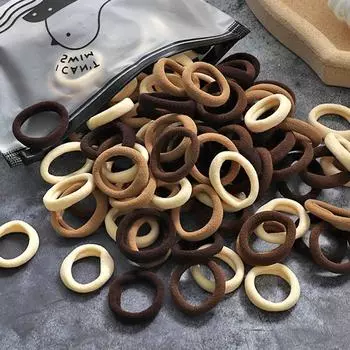 100 шт., женские бесшовные кольца для большого пальца, резинки для волос в мешках, держатели для хвоста с маленькими резинками для DIY, простой модный шнур для волос 100 Pieces