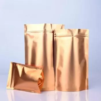 100 шт. золотого цвета, сумка из алюминиевой фольги с застежкой-молнией, сумка для еды, чая, кофе, упаковочные пакеты, влагонепроницаемые пакеты для хранения зерна 8x12+3cm