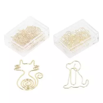 100 шт. золотых скрепок для бумаги, металлическое покрытие, устойчивое к ржавчине, не выцветающее золото, широко используемые милые скрепки для бумаги f Dog