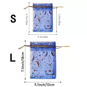 100 шт. Звезда Луна Подарочный пакет сверкающий органза печать конфеты ювелирные изделия Подарочная упаковка свадьба Рождество вечеринка красочный мешок затягивающийся 50PCS