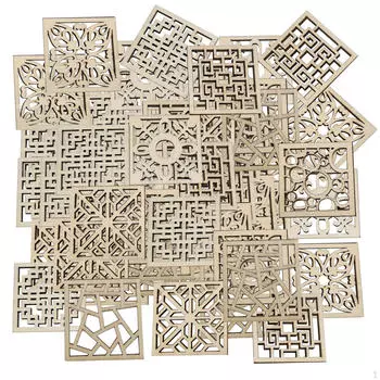 100 штук деревянных украшений, полые цветочные украшения, пустые маленькие деревянные щепки, подвесные