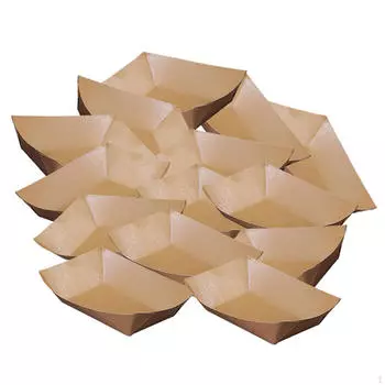 100 штук крафт-бумажных лодочек для еды на вынос, идеальные закуски и салаты S