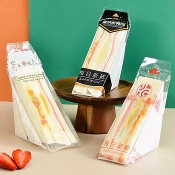 100 штук оберток для сэндвичей, специальные одноразовые, легко рвущиеся, прозрачные, треугольные, для упаковки тортов