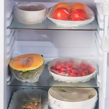 100 штук одноразовой самогерметизирующейся пластиковой упаковки для пищевых продуктов, пластиковая крышка для консервации V8J2 Transparent-100pcs