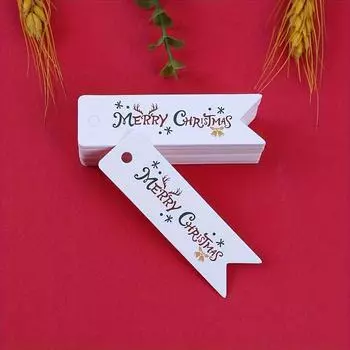 100 штук подарочных этикеток из крафт-бумаги с надписью «Счастливого Рождества» — идеальный выбор для праздничных поделок и упаковки подарков.