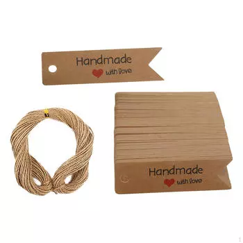100 штук подарочных бирок для самостоятельного изготовления поделок в стиле ретро из крафт-бумаги, небольшие этикетки на день рождения коричневый