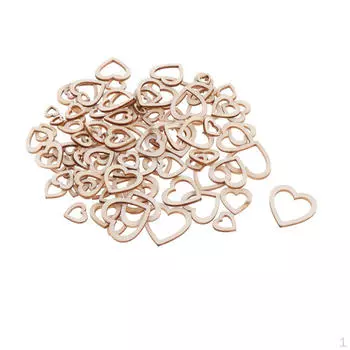 100 штук в форме сердца, пустые полые деревянные украшения, поделки - сердце