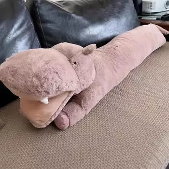 100 см Милая длинная подушка с наполнителем Бегемот Плюшевая игрушка Мягкие игрушки в виде животных Гигантская подушка Подарок на день рождения Украшение для комнаты для маленьких девочек розовый