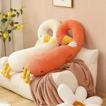 100 см милая многофункциональная подушка с утиной шеей, грелки для рук, куклы, милые животные, длинная подушка, мягкая мягкая для девочек, подарки для взрослых 100CM оранжевый