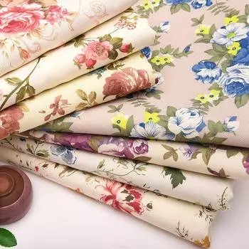 100 см x 145 см Ткань с цветочным принтом в пасторальном стиле, полиэстер, искусственный лен, ткань для самостоятельного изготовления диванной подушки, скатерти, обивки подушек 100x145cm