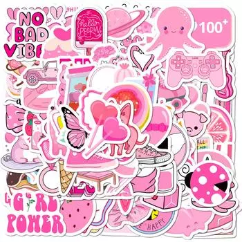 100 Small Size 4Cm Pink Mix And Match Stickers Vsco Color Mix And Match Pink Girl Graffiti Stickers