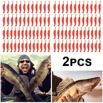 100 Stck Salzwasser-Angelkder, 3,5 см, leuchtender weicher Kder, Гарнелен (ро