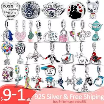 100% Sterling Silver Charm Bead Bracelet Silver Jewelry