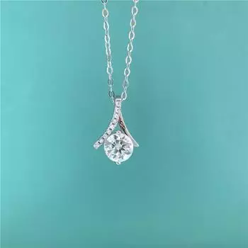 100% стерлинговое серебро, 18-каратное золото, настоящий моссонит, цвет D, 1 карат, подвеска для женщин, обручальное ожерелье, свадебный подарок, ювелирные украшения 45cm