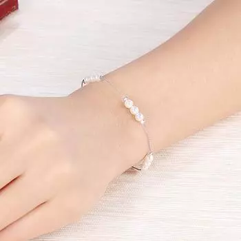 100% стерлинговое серебро 925 пробы, 6 мм, жемчужный браслет-цепочка для женщин, свадебные украшения