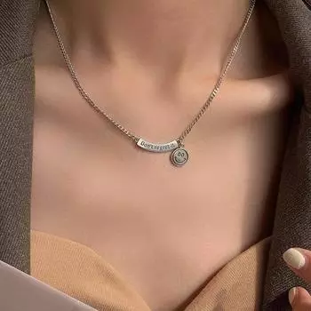 100% стерлинговое серебро 925 пробы модные женские цепочки с надписью «Не жалейте об этом» и изображением смайлика, ожерелья, ювелирные изделия, предложение, подарки 50cm