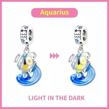 100% стерлингового серебра 925 пробы 12 знаков зодиака созвездия животные подвески подходят для нового оригинального браслета DIY ювелирных изделий белый