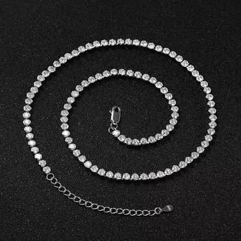 100% стерлингового серебра 925 пробы, 3 мм, полный высокоуглеродистый бриллиант, ожерелье для женщин, сверкающие свадебные ювелирные изделия, оптовая продажа