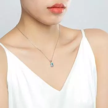 100% стерлингового серебра 925 пробы 6*8 мм сверкающий топаз кулон аметистовый камень подвески ожерелья для женщин свадебные украшения оптом