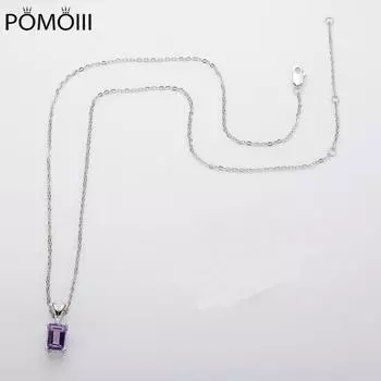 100% стерлингового серебра 925 пробы 6*8 мм сверкающий топаз кулон аметистовый камень подвески ожерелья для женщин свадебные украшения оптом