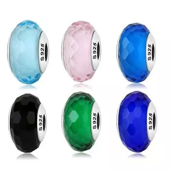 100% стерлингового серебра 925 пробы, 6 цветов, бусины из муранского стекла, подходят для серебра, подвеска, серебро 925 пробы, оригинальный браслет, изготовление ювелирных изделий, подарок