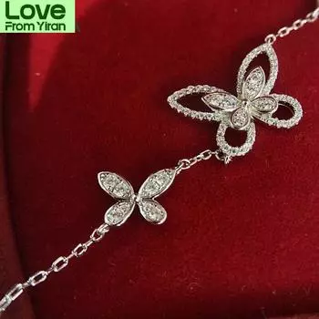 100% стерлингового серебра 925 пробы бант с высоким содержанием углерода бриллиант простой браслет помолвка для женщин вечеринка изысканные ювелирные изделия подарок на день рождения