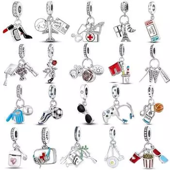 100% Стерлингового Серебра 925 пробы Best Life Розовое Сердце Bluetooth-гарнитура Air Pod Подвеска FItFashionBracelet DIY Изготовление Ювелирных Изделий KJC187 белый