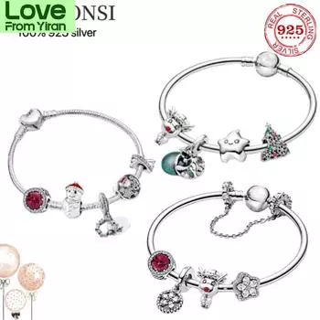 100% стерлингового серебра 925 пробы европейский кулон в форме сердца браслет подходит для женщин ювелирные изделия змея цепи модные изящные браслеты 21cm