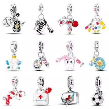 100% стерлингового серебра 925 пробы гитара музыкант художник доктор карьера шарм бусина подходит 925 оригинальный браслет DIY сувенир ювелирные изделия