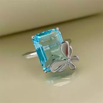 100% стерлингового серебра 925 пробы, кольцо с топазом для женщин, Anillos De, обручальные кольца, обручальное кольцо с сапфиром, коробка для женщин 10 античный серебряного