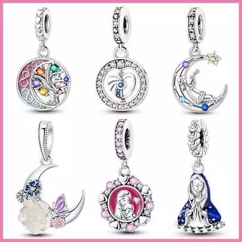 100% стерлингового серебра 925 пробы, красочные цирконы, Древо жизни, светящиеся цветы, подвески, подходят для браслета, ювелирные изделия своими руками, подарки белый