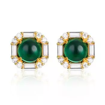 100% стерлингового серебра 925 пробы, круглые изумрудные муассаниты, драгоценный камень, помолвочные серьги с позолотой 18 карат для женщин, ювелирные изделия