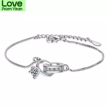 100% стерлингового серебра 925 пробы мода роскошь блеск Cz циркон дамы браслет ювелирные изделия для женщин свадебный подарок никогда не выцветает 19.5cm