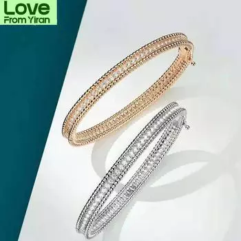 100% стерлингового серебра 925 пробы модные муассаниты бриллианты розовое/белое золото браслеты с подвесками свадьба помолвка ювелирные украшения Rose Gold 16CM розового золота