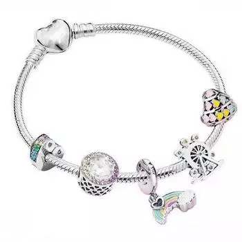 100% стерлингового серебра 925 пробы, модный телескоп, подвеска в виде воздушного шара и браслет в виде кошачьего глаза для женщин, свадебные модные украшения 16CM