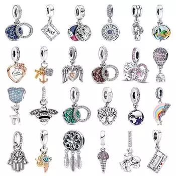 100% стерлингового серебра 925 пробы, ослепительный кулон с цирконием, подходит для нового оригинального браслета S925, подвески с цирконием, изготовление ювелирных изделий своими руками белый