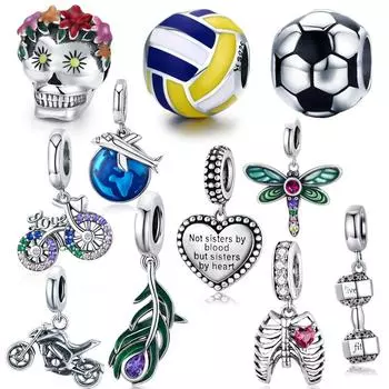 100% стерлингового серебра 925 пробы, подвеска в виде сердца из бисера с цветком, подходит для изготовления браслетов 3 мм, женские ювелирные украшения, аксессуары «сделай сам»